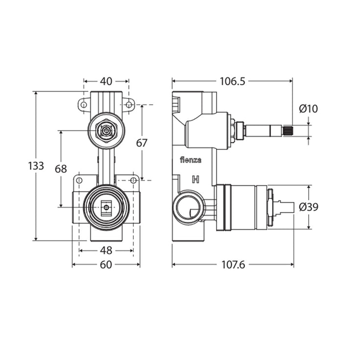 100mm Fienza Kaya Solid Brass Large Round Plate Wall Diverter Mixer