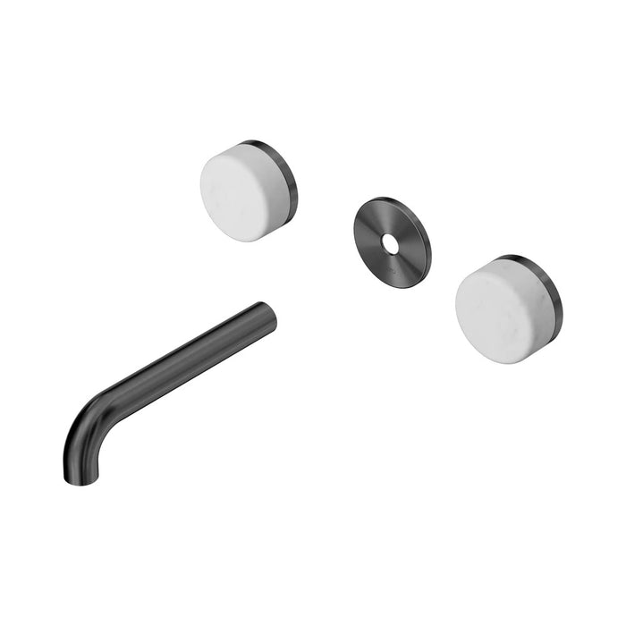 160mm Nero Serenity Lead-Free DZR Brass Wall Basin Set With Carrara Handle