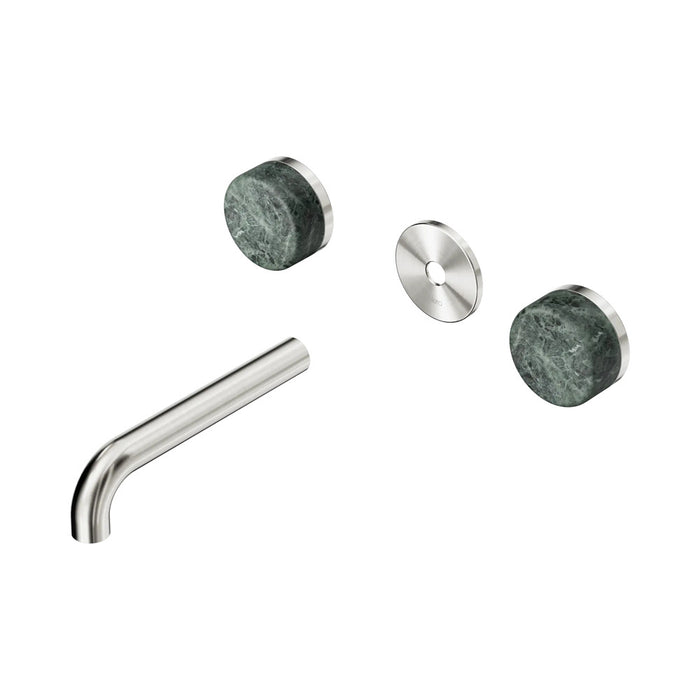 160mm Nero Serenity Lead-Free DZR Brass Wall Basin Set With Verde Alpi Handle