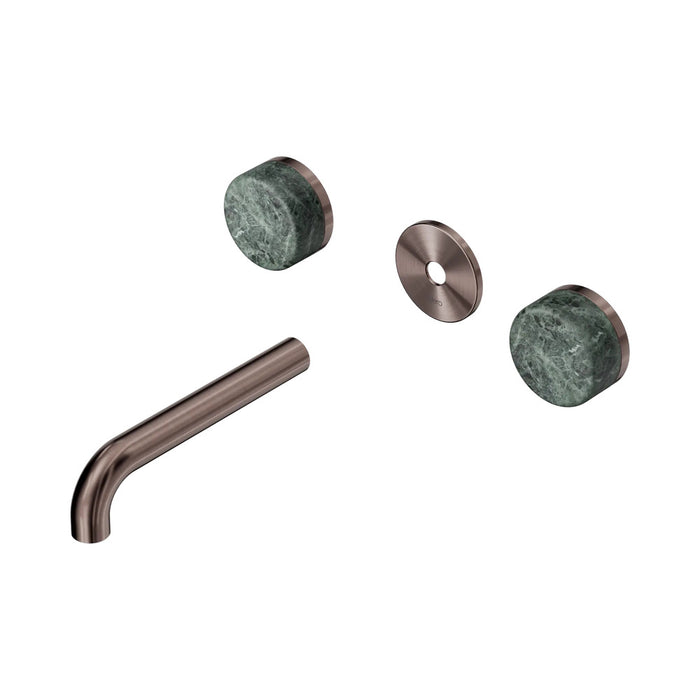 160mm Nero Serenity Lead-Free DZR Brass Wall Basin Set With Verde Alpi Handle