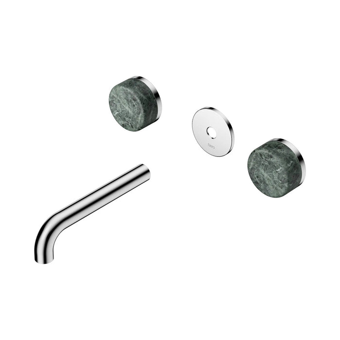 160mm Nero Serenity Lead-Free DZR Brass Wall Basin Set With Verde Alpi Handle