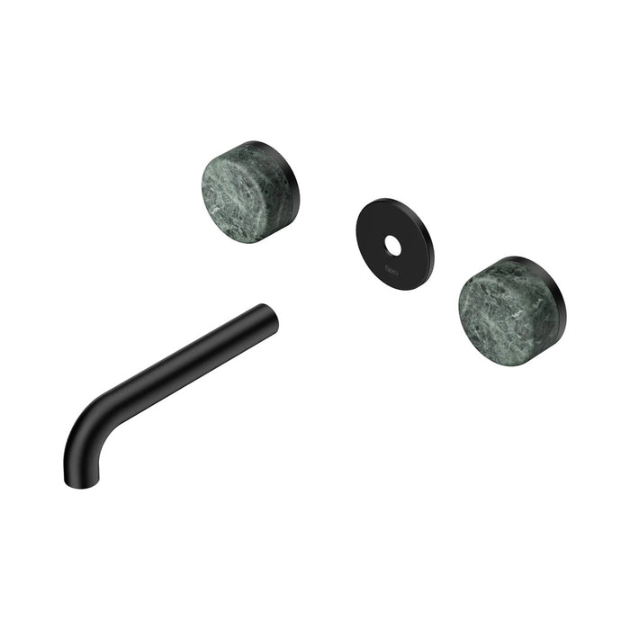 160mm Nero Serenity Lead-Free DZR Brass Wall Basin Set With Verde Alpi Handle