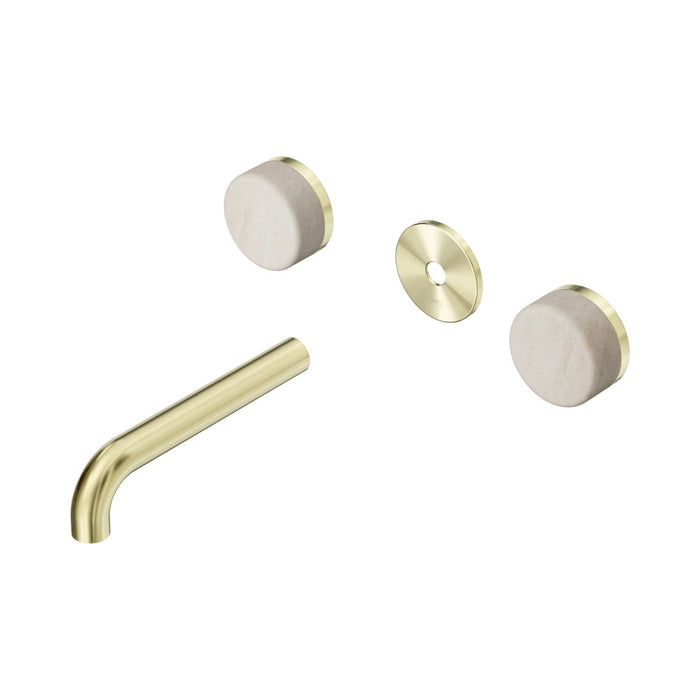 160mm Nero Serenity Lead-Free DZR Brass Wall Basin Set With Rome Travertine Handle