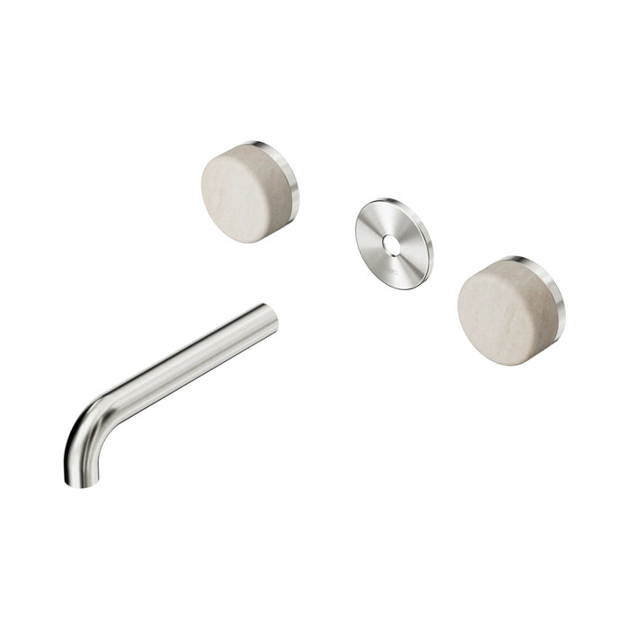 160mm Nero Serenity Lead-Free DZR Brass Wall Basin Set With Rome Travertine Handle