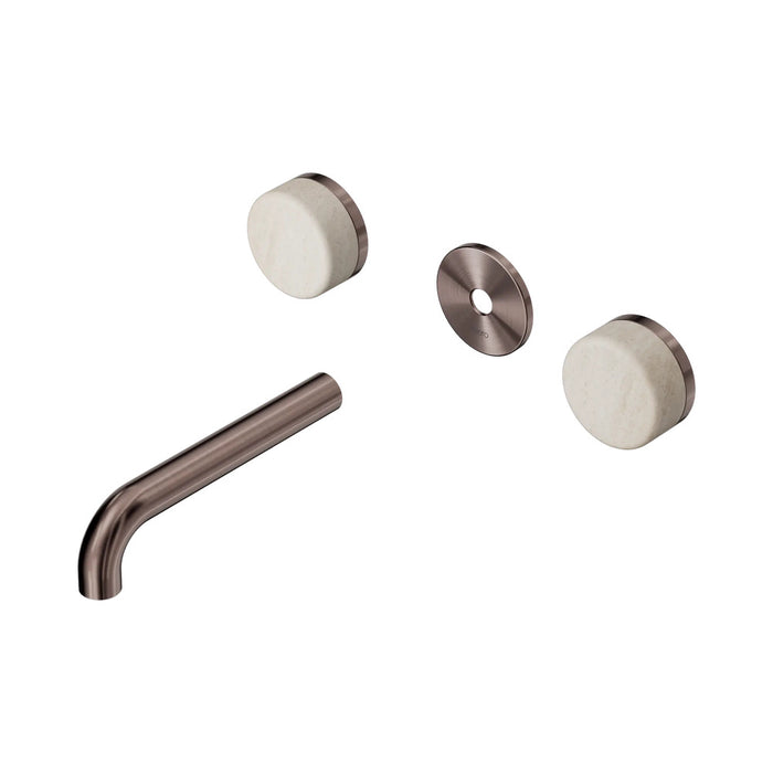 160mm Nero Serenity Lead-Free DZR Brass Wall Basin Set With Rome Travertine Handle