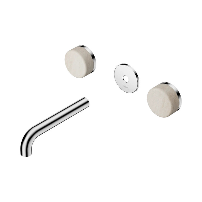 160mm Nero Serenity Lead-Free DZR Brass Wall Basin Set With Rome Travertine Handle