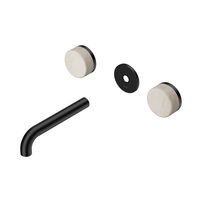 160mm Nero Serenity Lead-Free DZR Brass Wall Basin Set With Rome Travertine Handle