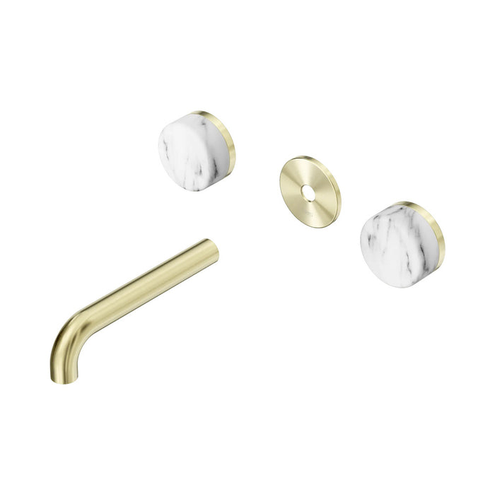 160mm Nero Serenity Lead-Free DZR Brass Wall Basin Set With Arabescato Corchia Handle