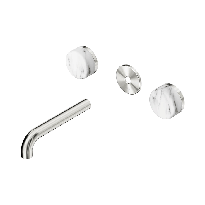 160mm Nero Serenity Lead-Free DZR Brass Wall Basin Set With Arabescato Corchia Handle