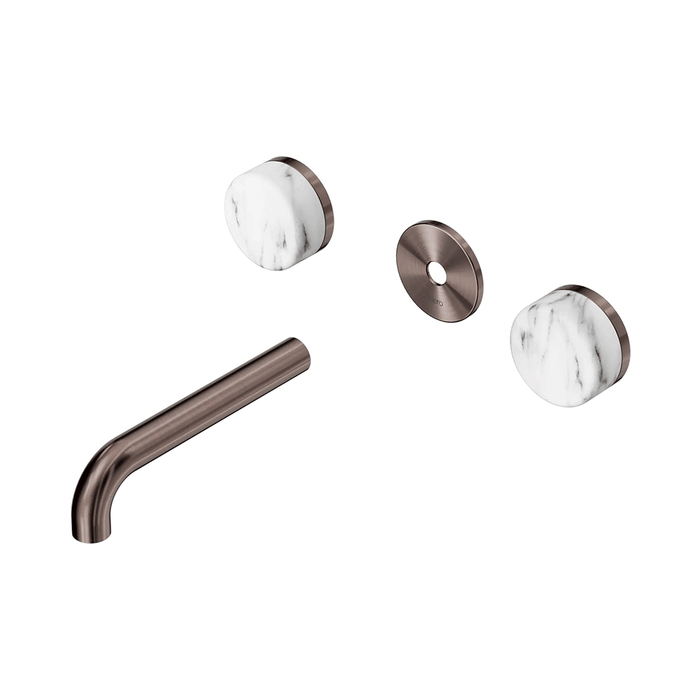 160mm Nero Serenity Lead-Free DZR Brass Wall Basin Set With Arabescato Corchia Handle