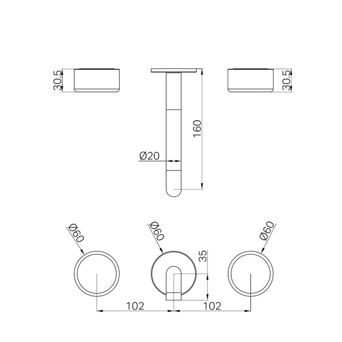 160mm Nero Serenity Lead-Free DZR Brass Wall Basin Set With Metal Handle
