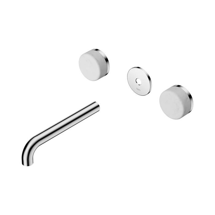 185mm Nero Serenity Lead-Free DZR Brass Wall Basin Set With Carrara Handle