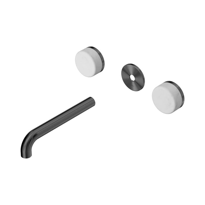 185mm Nero Serenity Lead-Free DZR Brass Wall Basin Set With Carrara Handle