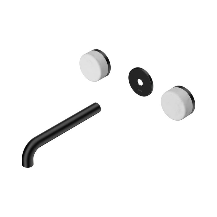 185mm Nero Serenity Lead-Free DZR Brass Wall Basin Set With Carrara Handle