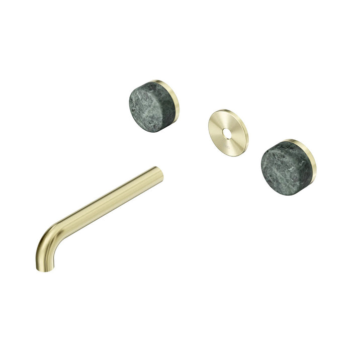 185mm Nero Serenity Lead-Free DZR Brass Wall Basin Set With Verde Alpi Handle
