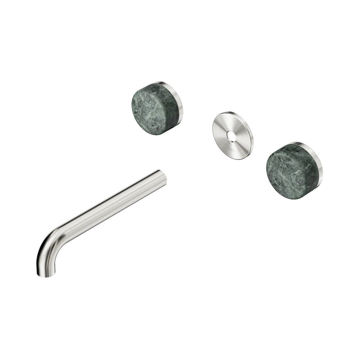 185mm Nero Serenity Lead-Free DZR Brass Wall Basin Set With Verde Alpi Handle