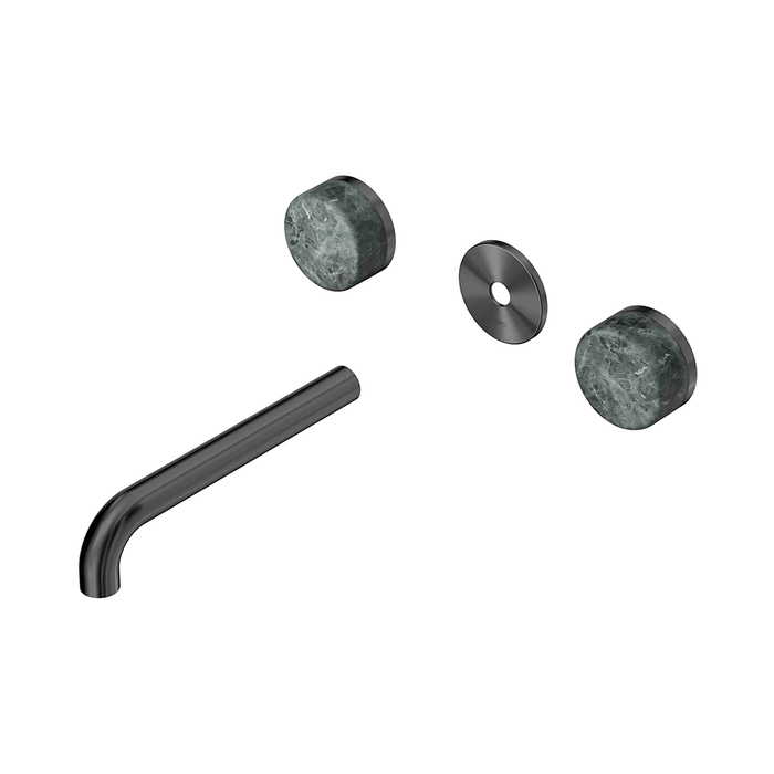 185mm Nero Serenity Lead-Free DZR Brass Wall Basin Set With Verde Alpi Handle