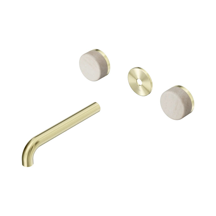 185mm Nero Serenity Lead-Free DZR Brass Wall Basin Set With Rome Travertine Handle