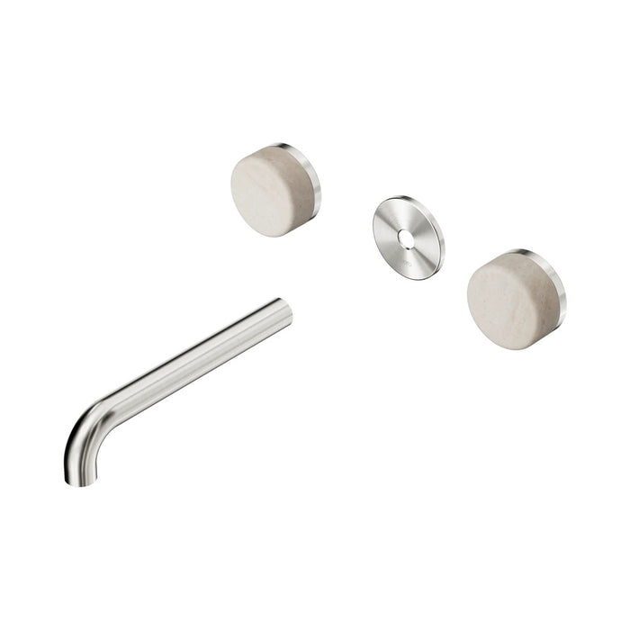185mm Nero Serenity Lead-Free DZR Brass Wall Basin Set With Rome Travertine Handle