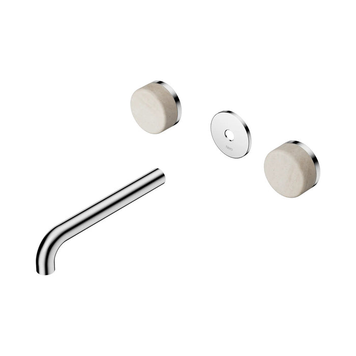 185mm Nero Serenity Lead-Free DZR Brass Wall Basin Set With Rome Travertine Handle