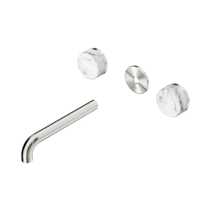 185mm Nero Serenity Lead-Free DZR Brass Wall Basin Set With Arabescato Corchia Handle