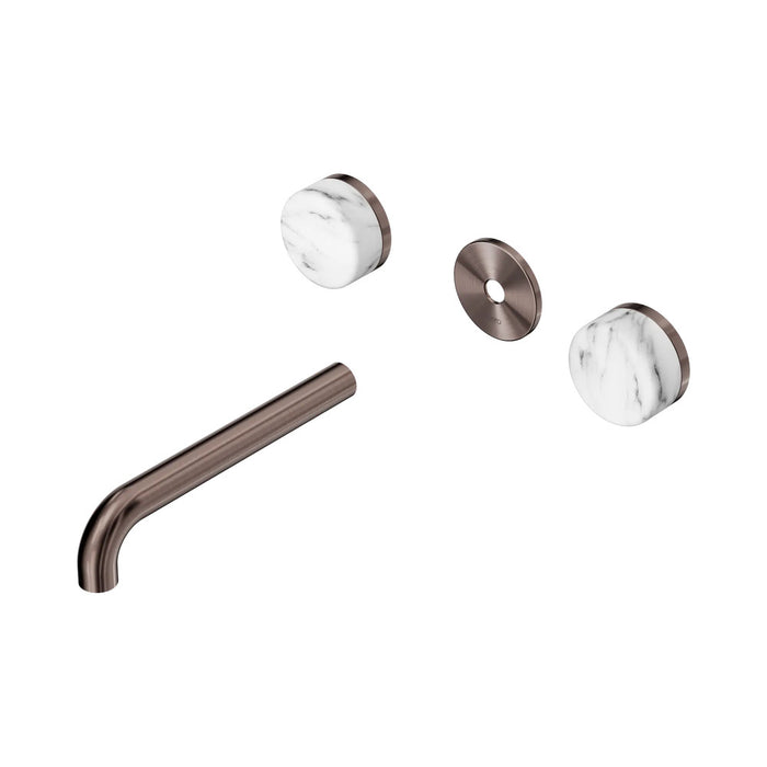 185mm Nero Serenity Lead-Free DZR Brass Wall Basin Set With Arabescato Corchia Handle