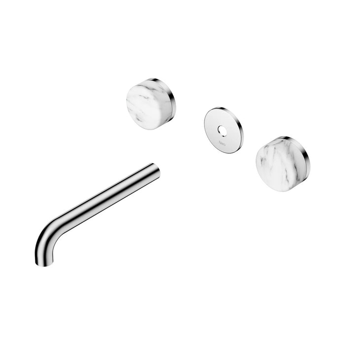 185mm Nero Serenity Lead-Free DZR Brass Wall Basin Set With Arabescato Corchia Handle