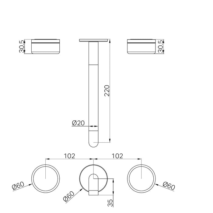 220mm Nero Serenity Lead-Free DZR Brass Wall Basin Set With Carrara Handle
