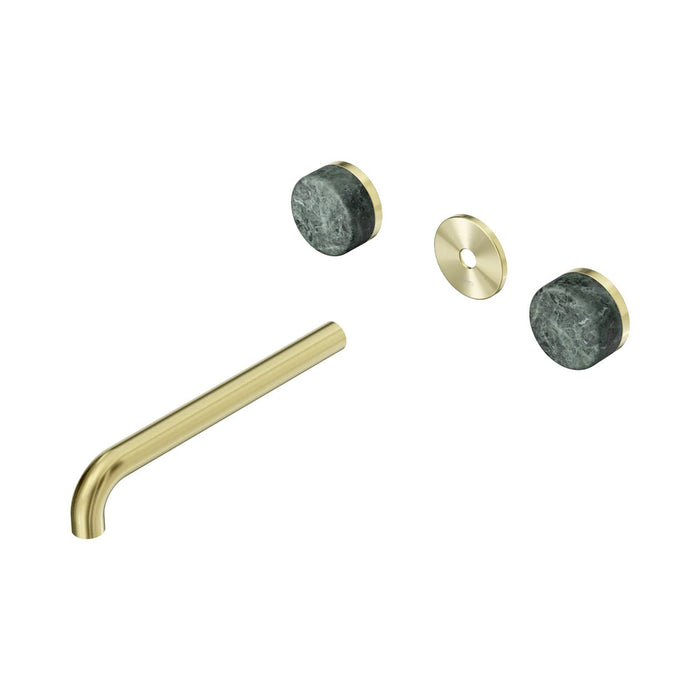 220mm Nero Serenity Lead-Free DZR Brass Wall Basin Set With Verde Alpi Handle