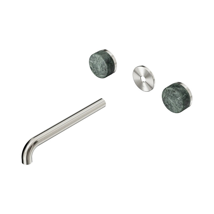 220mm Nero Serenity Lead-Free DZR Brass Wall Basin Set With Verde Alpi Handle