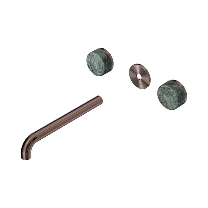 220mm Nero Serenity Lead-Free DZR Brass Wall Basin Set With Verde Alpi Handle