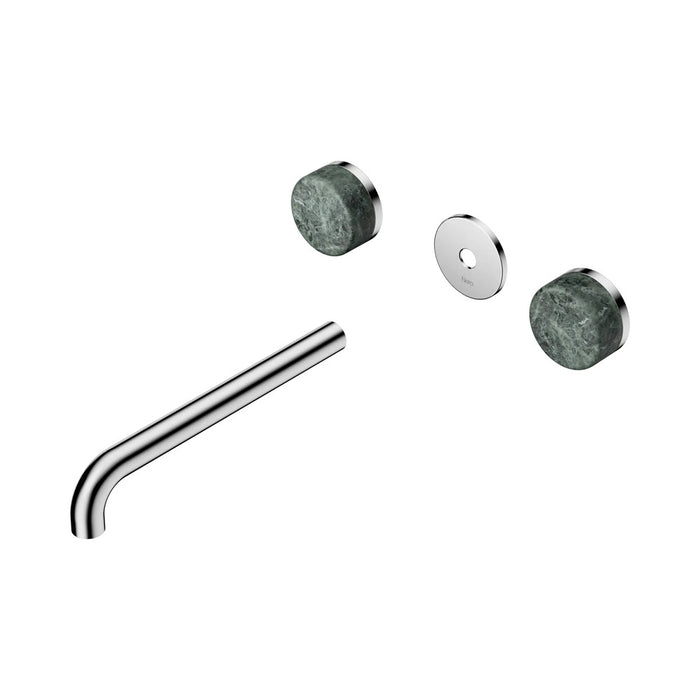 220mm Nero Serenity Lead-Free DZR Brass Wall Basin Set With Verde Alpi Handle