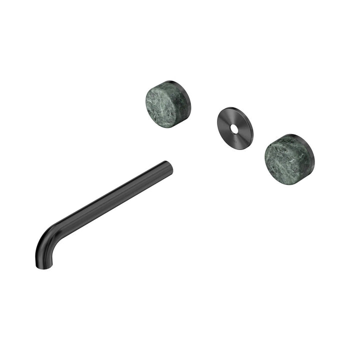 220mm Nero Serenity Lead-Free DZR Brass Wall Basin Set With Verde Alpi Handle