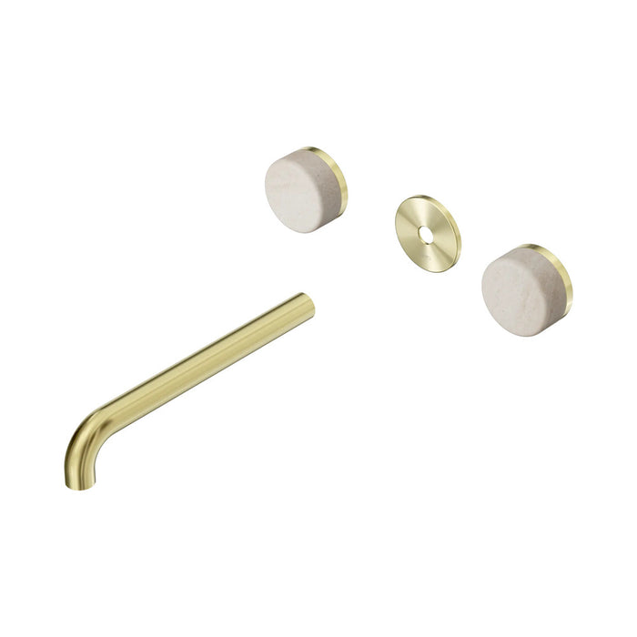 220mm Nero Serenity Lead-Free DZR Brass Wall Basin Set With Rome Travertine Handle