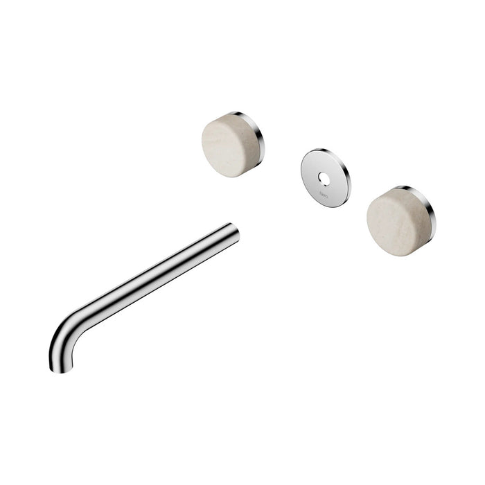 220mm Nero Serenity Lead-Free DZR Brass Wall Basin Set With Rome Travertine Handle