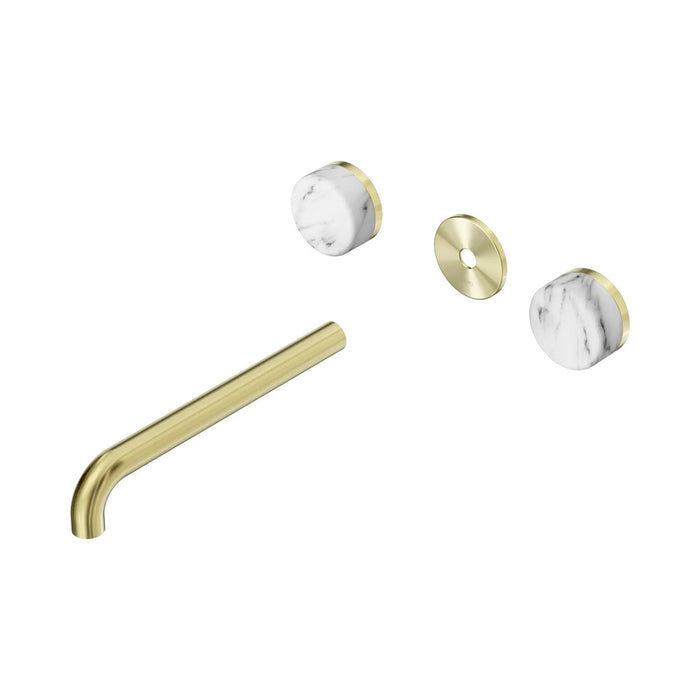 220mm Nero Serenity Lead-Free DZR Brass Wall Basin Set With Arabescato Corchia Handle