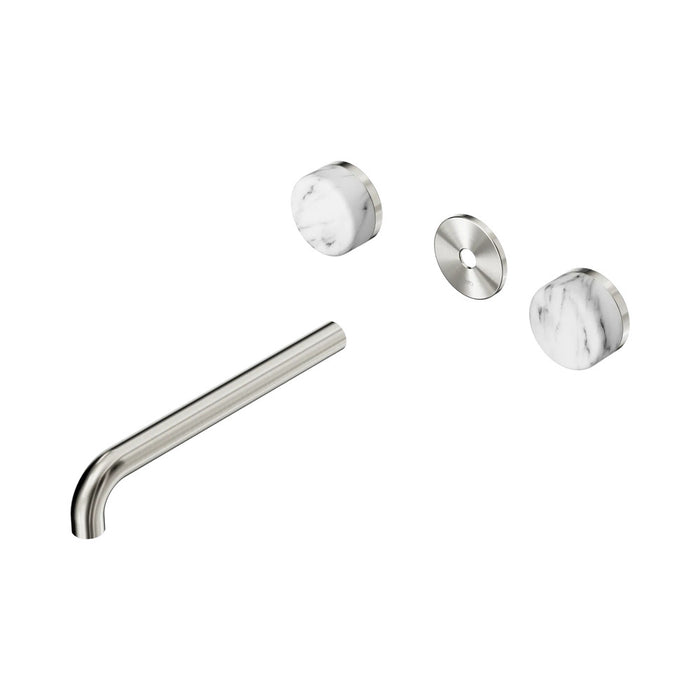 220mm Nero Serenity Lead-Free DZR Brass Wall Basin Set With Arabescato Corchia Handle