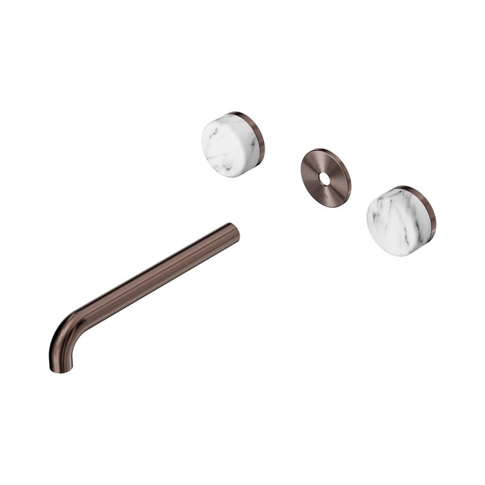 220mm Nero Serenity Lead-Free DZR Brass Wall Basin Set With Arabescato Corchia Handle