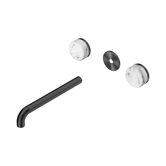 220mm Nero Serenity Lead-Free DZR Brass Wall Basin Set With Arabescato Corchia Handle