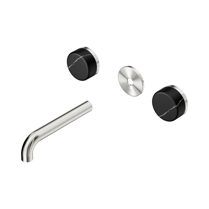 160mm Nero Serenity Lead-Free DZR Brass Wall Basin Set With Marquina Black Handle