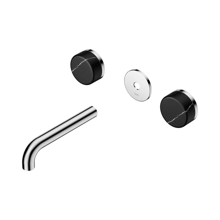 160mm Nero Serenity Lead-Free DZR Brass Wall Basin Set With Marquina Black Handle