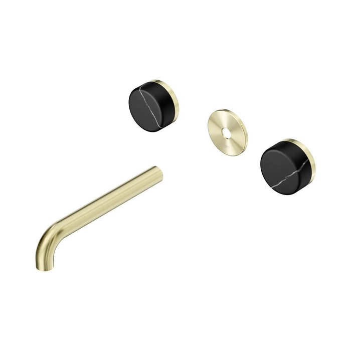 185mm Nero Serenity Lead-Free DZR Brass Wall Basin Set With Marquina Black Handle