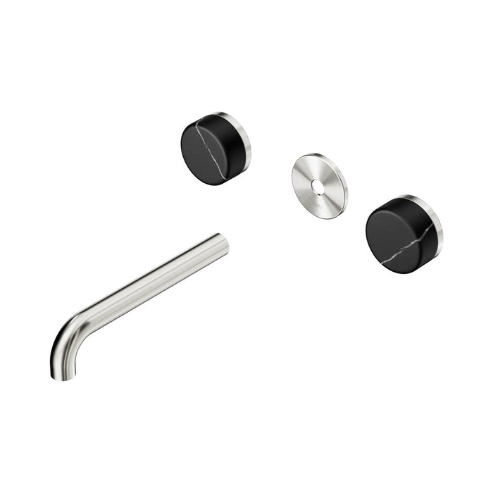 185mm Nero Serenity Lead-Free DZR Brass Wall Basin Set With Marquina Black Handle