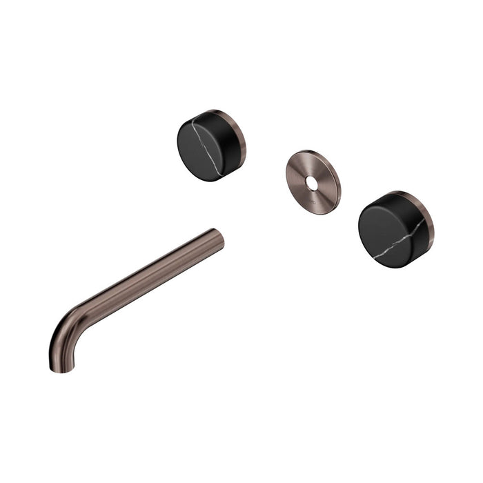 185mm Nero Serenity Lead-Free DZR Brass Wall Basin Set With Marquina Black Handle