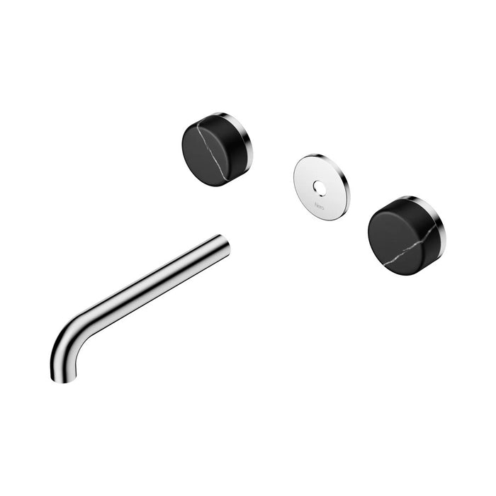 185mm Nero Serenity Lead-Free DZR Brass Wall Basin Set With Marquina Black Handle