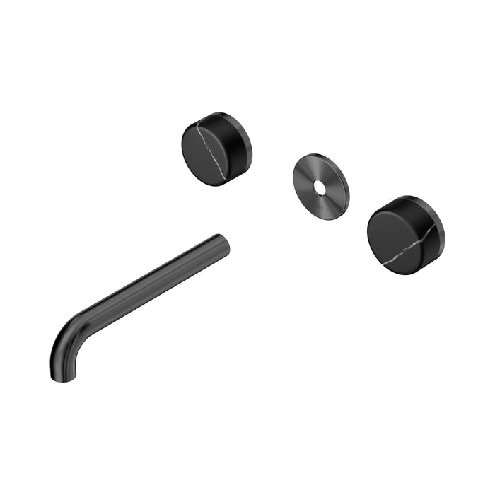185mm Nero Serenity Lead-Free DZR Brass Wall Basin Set With Marquina Black Handle