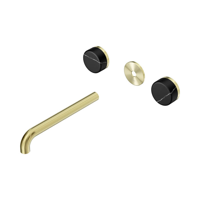 220mm Nero Serenity Lead-Free DZR Brass Wall Basin Set With Marquina Black Handle