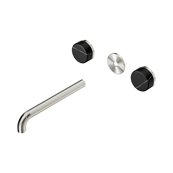 220mm Nero Serenity Lead-Free DZR Brass Wall Basin Set With Marquina Black Handle