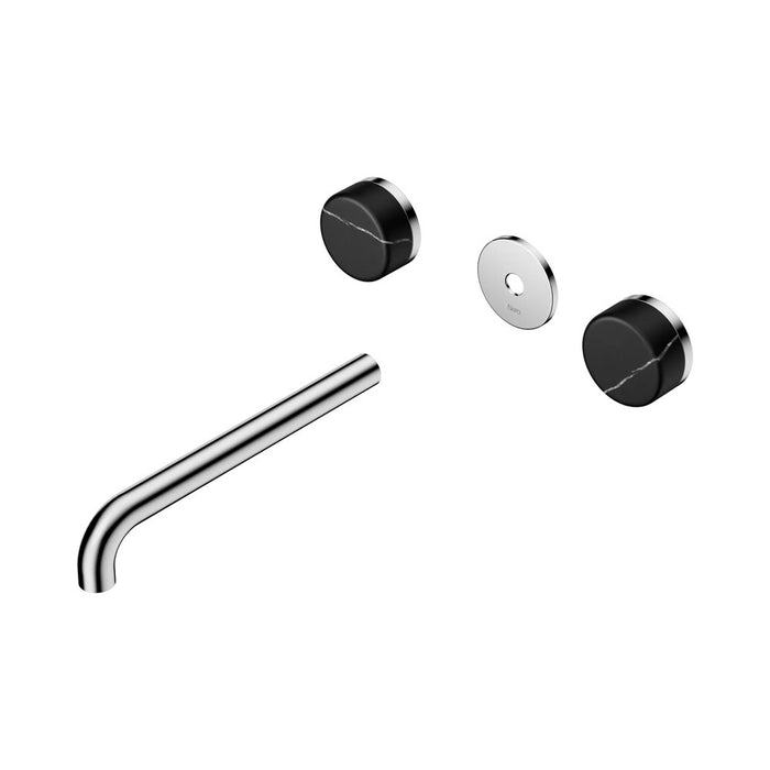 220mm Nero Serenity Lead-Free DZR Brass Wall Basin Set With Marquina Black Handle