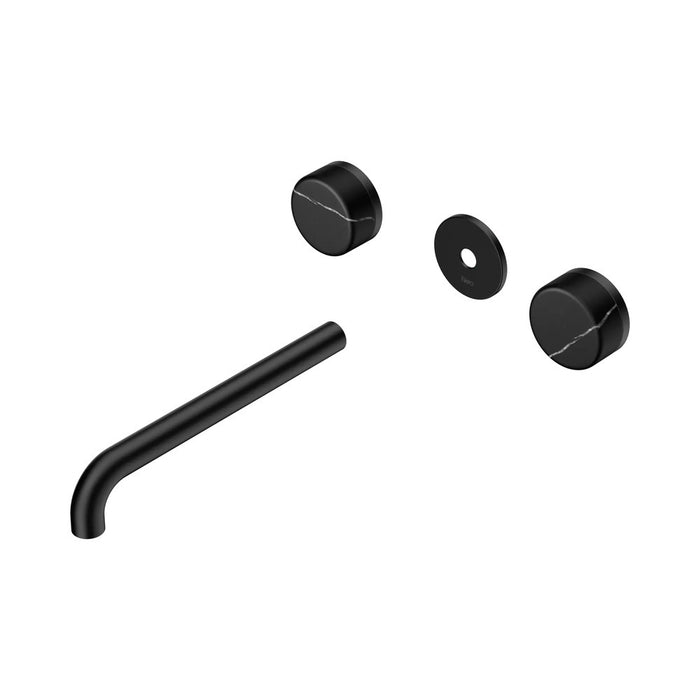 220mm Nero Serenity Lead-Free DZR Brass Wall Basin Set With Marquina Black Handle